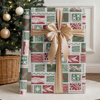 Mele Kalikimaka Hawaiian Quilt and Lei Patchwork Wrapping Paper - Polynesian Pride