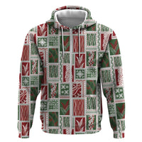 Mele Kalikimaka Hawaiian Quilt and Lei Patchwork Zip Hoodie - Polynesian Pride