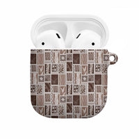 Vintage Aloha Block Quilt AirPods Case Beige Inspired Lei Motifs LT9 Beige - Polynesian Pride