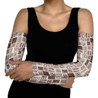 Vintage Aloha Block Quilt Arm Sleeves Beige Inspired Lei Motifs LT9 - Polynesian Pride