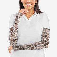 Vintage Aloha Block Quilt Arm Sleeves Beige Inspired Lei Motifs LT9 - Polynesian Pride