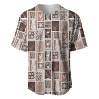 Vintage Aloha Block Quilt Baseball Jersey Beige Inspired Lei Motifs LT9 Beige - Polynesian Pride
