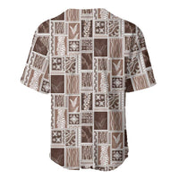 Vintage Aloha Block Quilt Baseball Jersey Beige Inspired Lei Motifs LT9 - Polynesian Pride