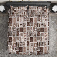 Vintage Aloha Block Quilt Bedding Set Beige Inspired Lei Motifs - Polynesian Pride