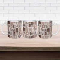 Vintage Aloha Block Quilt Ceramic Mug Beige Inspired Lei Motifs - Polynesian Pride