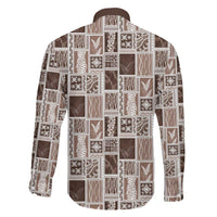 Vintage Aloha Block Quilt Family Matching Mermaid Dress and Hawaiian Shirt Beige Inspired Lei Motifs - Polynesian Pride