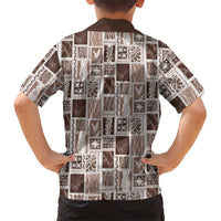 Vintage Aloha Block Quilt Family Matching Short Sleeve Bodycon Dress and Hawaiian Shirt Beige Inspired Lei Motifs - Polynesian Pride