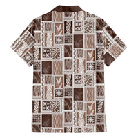 Vintage Aloha Block Quilt Hawaiian Shirt Beige Inspired Lei Motifs LT9 - Polynesian Pride