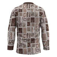 Vintage Aloha Block Quilt Hockey Jersey Beige Inspired Lei Motifs LT9 - Polynesian Pride
