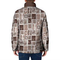 Vintage Aloha Block Quilt Padded Jacket Beige Inspired Lei Motifs - Polynesian Pride