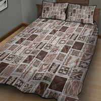 Vintage Aloha Block Quilt Quilt Bed Set Beige Inspired Lei Motifs - Polynesian Pride