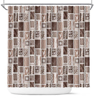 Vintage Aloha Block Quilt Shower Curtain Beige Inspired Lei Motifs LT9 Beige - Polynesian Pride