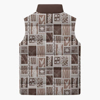 Vintage Aloha Block Quilt Sleeveless Puffer Jacket Beige Inspired Lei Motifs LT9 - Polynesian Pride