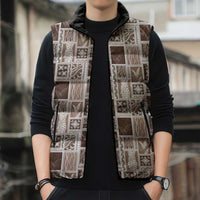 Vintage Aloha Block Quilt Sleeveless Puffer Jacket Beige Inspired Lei Motifs LT9 - Polynesian Pride
