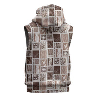 Vintage Aloha Block Quilt Sleeveless Zip Hoodie Beige Inspired Lei Motifs LT9 - Polynesian Pride