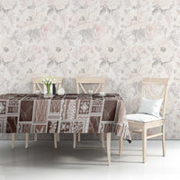 Vintage Aloha Block Quilt Tablecloth Beige Inspired Lei Motifs - Polynesian Pride