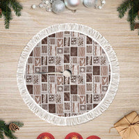 Vintage Aloha Block Quilt Tree Skirt Beige Inspired Lei Motifs - Polynesian Pride