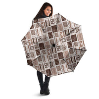 Vintage Aloha Block Quilt Umbrella Beige Inspired Lei Motifs - Polynesian Pride