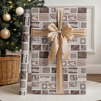 Vintage Aloha Block Quilt Wrapping Paper Beige Inspired Lei Motifs - Polynesian Pride