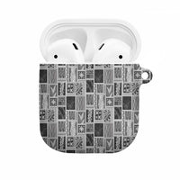 Vintage Aloha Block Quilt AirPods Case Black Inspired Lei Motifs LT9 Black - Polynesian Pride