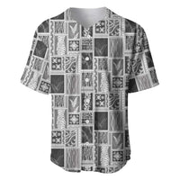 Vintage Aloha Block Quilt Baseball Jersey Black Inspired Lei Motifs LT9 Black - Polynesian Pride