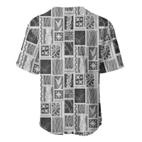 Vintage Aloha Block Quilt Baseball Jersey Black Inspired Lei Motifs LT9 - Polynesian Pride