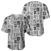 Vintage Aloha Block Quilt Baseball Jersey Black Inspired Lei Motifs LT9 - Polynesian Pride