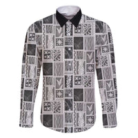 Vintage Aloha Block Quilt Family Matching Long Sleeve Bodycon Dress and Hawaiian Shirt Black Inspired Lei Motifs - Polynesian Pride