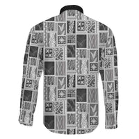 Vintage Aloha Block Quilt Family Matching Off Shoulder Maxi Dress and Hawaiian Shirt Black Inspired Lei Motifs - Polynesian Pride