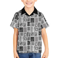 Vintage Aloha Block Quilt Family Matching Summer Maxi Dress and Hawaiian Shirt Black Inspired Lei Motifs - Polynesian Pride