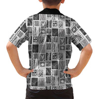 Vintage Aloha Block Quilt Family Matching Tank Maxi Dress and Hawaiian Shirt Black Inspired Lei Motifs - Polynesian Pride