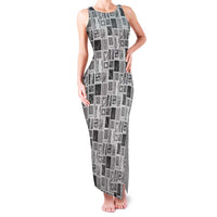 Vintage Aloha Block Quilt Family Matching Tank Maxi Dress and Hawaiian Shirt Black Inspired Lei Motifs - Polynesian Pride