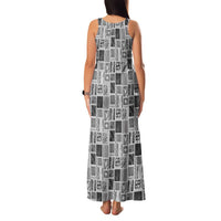 Vintage Aloha Block Quilt Family Matching Tank Maxi Dress and Hawaiian Shirt Black Inspired Lei Motifs - Polynesian Pride