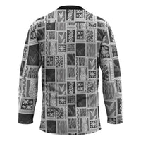 Vintage Aloha Block Quilt Hockey Jersey Black Inspired Lei Motifs LT9 - Polynesian Pride