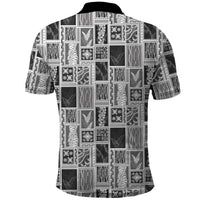 Vintage Aloha Block Quilt Polo Shirt Black Inspired Lei Motifs LT9 - Polynesian Pride