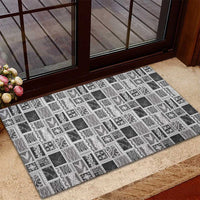 Vintage Aloha Block Quilt Rubber Doormat Black Inspired Lei Motifs - Polynesian Pride