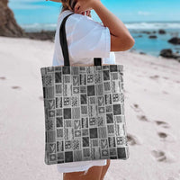 Vintage Aloha Block Quilt Tote Bag Black Inspired Lei Motifs - Polynesian Pride