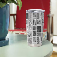 Vintage Aloha Block Quilt Tumbler Cup Black Inspired Lei Motifs - Polynesian Pride