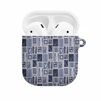 Vintage Aloha Block Quilt AirPods Case Blue Inspired Lei Motifs LT9 Blue - Polynesian Pride