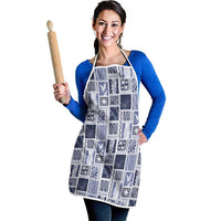 Vintage Aloha Block Quilt Apron Blue Inspired Lei Motifs - Polynesian Pride