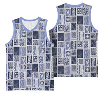 Vintage Aloha Block Quilt Basketball Jersey Blue Inspired Lei Motifs - Polynesian Pride