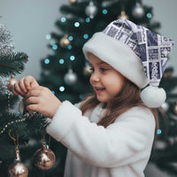 Vintage Aloha Block Quilt Christmas Santa Hat Blue Inspired Lei Motifs - Polynesian Pride