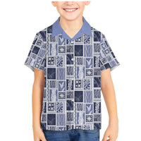 Vintage Aloha Block Quilt Family Matching Mermaid Dress and Hawaiian Shirt Blue Inspired Lei Motifs - Polynesian Pride