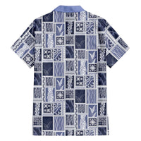 Vintage Aloha Block Quilt Family Matching Puletasi and Hawaiian Shirt Blue Inspired Lei Motifs - Polynesian Pride