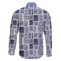 Vintage Aloha Block Quilt Family Matching Short Sleeve Bodycon Dress and Hawaiian Shirt Blue Inspired Lei Motifs - Polynesian Pride