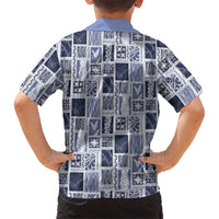 Vintage Aloha Block Quilt Kid Hawaiian Shirt Blue Inspired Lei Motifs LT9 - Polynesian Pride