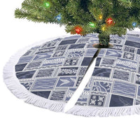 Vintage Aloha Block Quilt Tree Skirt Blue Inspired Lei Motifs - Polynesian Pride