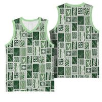 Vintage Aloha Block Quilt Basketball Jersey Green Inspired Lei Motifs - Polynesian Pride