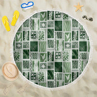 Vintage Aloha Block Quilt Beach Blanket Green Inspired Lei Motifs - Polynesian Pride