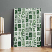 Vintage Aloha Block Quilt Canvas Wall Art Green Inspired Lei Motifs - Polynesian Pride
